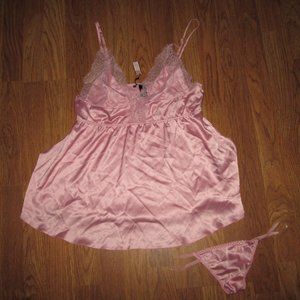 Womens VICTORIA'S SECRET 2 piece negligee teddy nightie lingerie  L Lg NWT